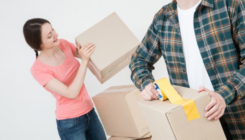 Organized boxes and home storage items in Canary Wharf