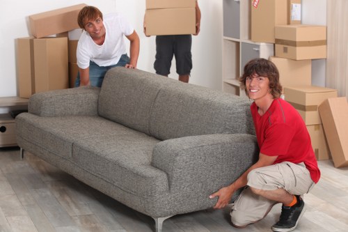 Packed moving boxes prepared for house removals in Canary Wharf