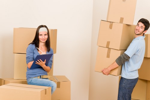 Carefully packed belongings ready for small removals in Canary Wharf
